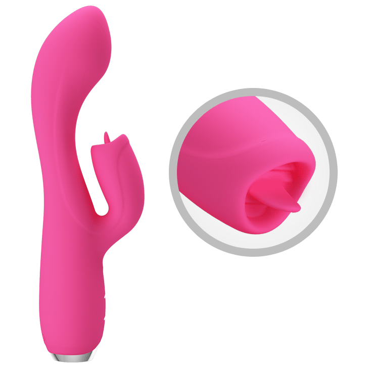 Vibrator sa dodatkom za klitoris lizanje