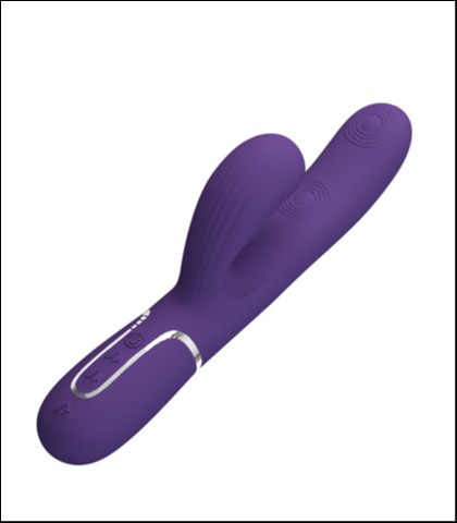 Silikonski vibrator sa nastavkom za klitoralnu stimulaciju u plavoj boji