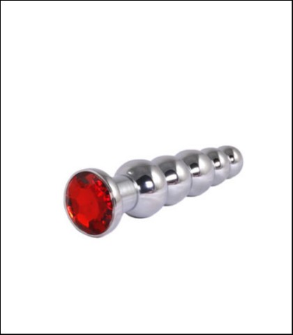 Metalne analne kuglice sa crvenim dijamantom