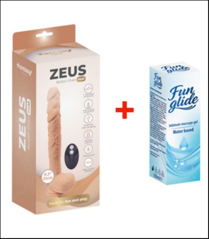 VIBRO DILDO SA POMERANJEM ZEUS DILDO + FUN GLIDE VAGINAL 100ML