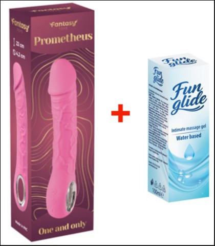 SILIKONSKI VIBRATOR PROMETHEUS PINK + FUN GLIDE VAGINAL 100ML