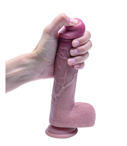 Silikonski dildo sa kožicom i realističnim testisima 22cm
