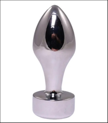 Metalni analni dildo sa belim dijamantom 8cm
